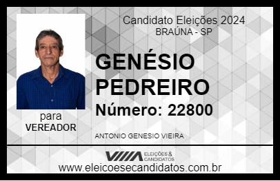 Candidato GENÉSIO PEDREIRO 2024 - BRAÚNA - Eleições