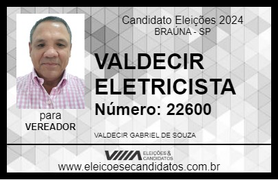 Candidato VALDECIR ELETRICISTA 2024 - BRAÚNA - Eleições