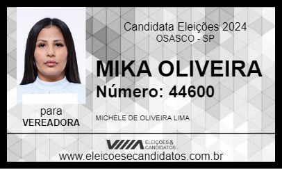 Candidato MIKA OLIVEIRA 2024 - OSASCO - Eleições