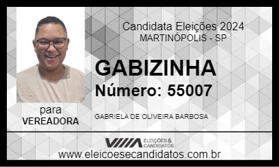 Candidato GABIZINHA 2024 - MARTINÓPOLIS - Eleições