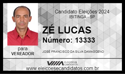 Candidato ZÉ LUCAS 2024 - IBITINGA - Eleições