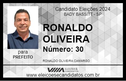 Candidato RONALDO OLIVEIRA 2024 - BADY BASSITT - Eleições