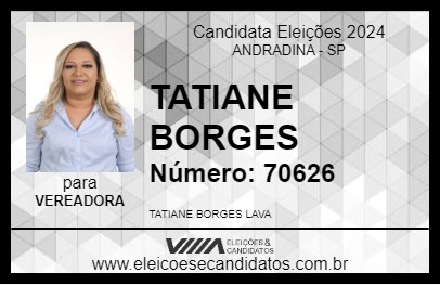 Candidato TATIANE BORGES 2024 - ANDRADINA - Eleições