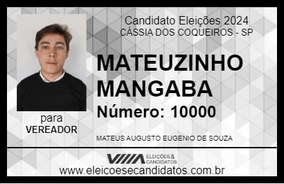 Candidato MATEUZINHO MANGABA 2024 - CÁSSIA DOS COQUEIROS - Eleições