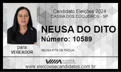 Candidato NEUSA DO DITO 2024 - CÁSSIA DOS COQUEIROS - Eleições