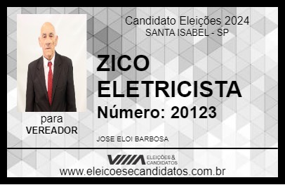 Candidato ZICO ELETRICISTA 2024 - SANTA ISABEL - Eleições