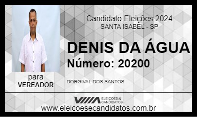 Candidato DENIS DA ÁGUA 2024 - SANTA ISABEL - Eleições