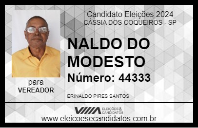 Candidato NALDO DO MODESTO 2024 - CÁSSIA DOS COQUEIROS - Eleições