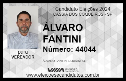 Candidato ÁLVARO FANTINI 2024 - CÁSSIA DOS COQUEIROS - Eleições