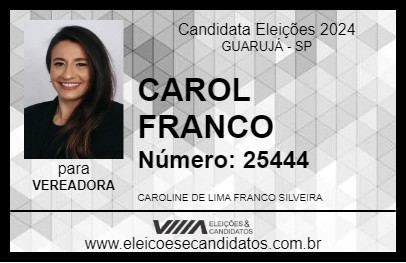 Candidato CAROL FRANCO 2024 - GUARUJÁ - Eleições