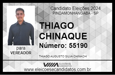 Candidato THIAGO CHINAQUE 2024 - PINDAMONHANGABA - Eleições