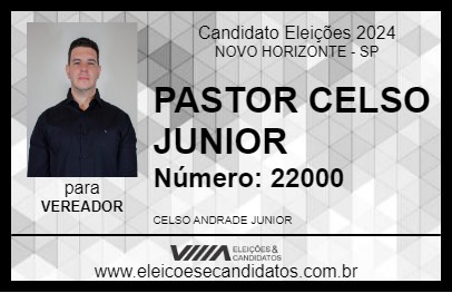 Candidato PASTOR CELSO JUNIOR 2024 - NOVO HORIZONTE - Eleições