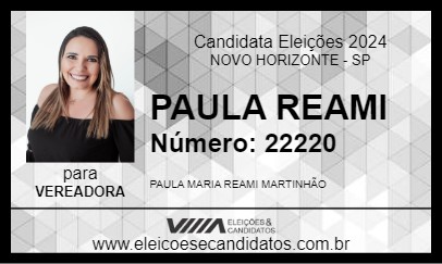 Candidato PAULA REAMI 2024 - NOVO HORIZONTE - Eleições