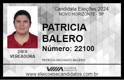 Candidato PATRICIA BALERO 2024 - NOVO HORIZONTE - Eleições