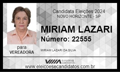 Candidato MIRIAM LAZARI 2024 - NOVO HORIZONTE - Eleições