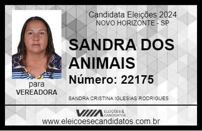 Candidato SANDRA DOS ANIMAIS 2024 - NOVO HORIZONTE - Eleições