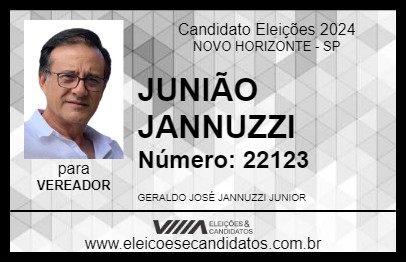 Candidato JUNIÃO JANNUZZI 2024 - NOVO HORIZONTE - Eleições