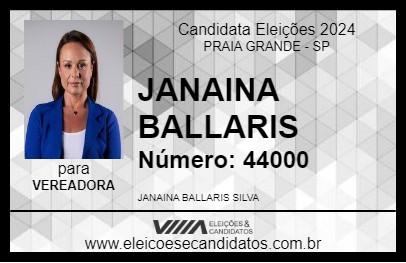 Candidato JANAINA BALLARIS 2024 - PRAIA GRANDE - Eleições