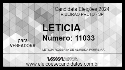 Candidato LETICIA 2024 - RIBEIRÃO PRETO - Eleições