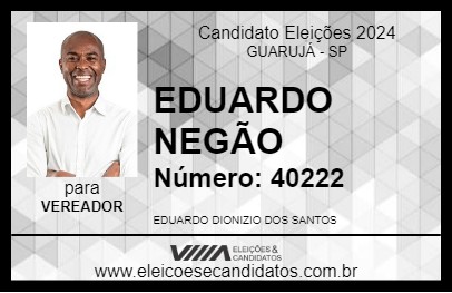 Candidato EDUARDO NEGÃO 2024 - GUARUJÁ - Eleições