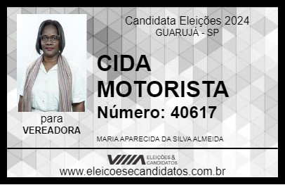 Candidato CIDA MOTORISTA 2024 - GUARUJÁ - Eleições