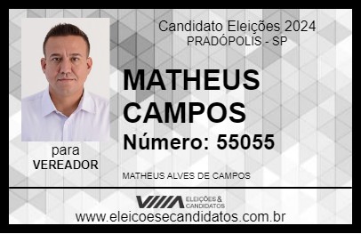 Candidato MATHEUS CAMPOS 2024 - PRADÓPOLIS - Eleições