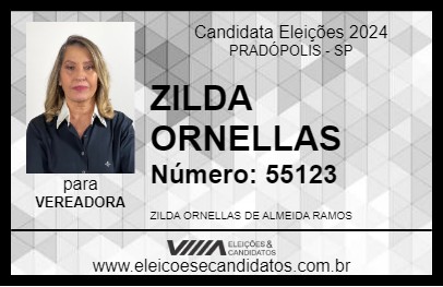 Candidato ZILDA ORNELLAS 2024 - PRADÓPOLIS - Eleições