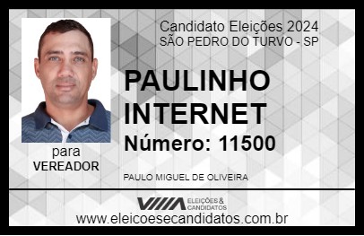 Candidato PAULINHO INTERNET 2024 - SÃO PEDRO DO TURVO - Eleições