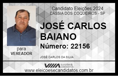 Candidato JOSÉ CARLOS BAIANO 2024 - CÁSSIA DOS COQUEIROS - Eleições