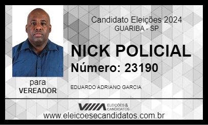 Candidato NICK POLICIAL 2024 - GUARIBA - Eleições