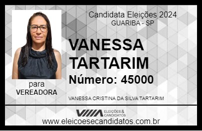 Candidato VANESSA TARTARIM 2024 - GUARIBA - Eleições