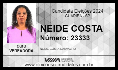 Candidato NEIDE COSTA 2024 - GUARIBA - Eleições