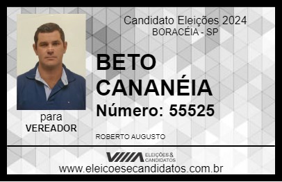 Candidato BETO CANANÉIA 2024 - BORACÉIA - Eleições