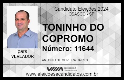 Candidato TONINHO DO COPROMO 2024 - OSASCO - Eleições