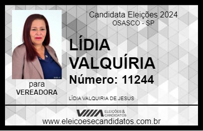 Candidato LÍDIA VALQUÍRIA 2024 - OSASCO - Eleições