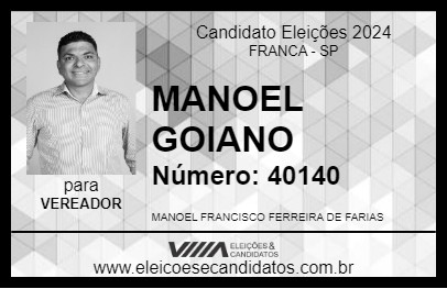 Candidato MANOEL GOIANO 2024 - FRANCA - Eleições