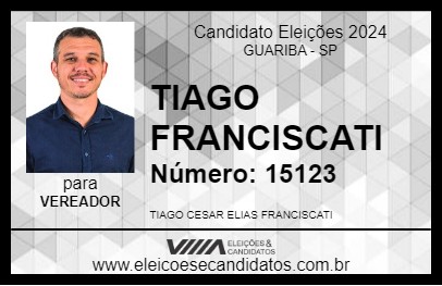 Candidato TIAGO FRANCISCATI 2024 - GUARIBA - Eleições