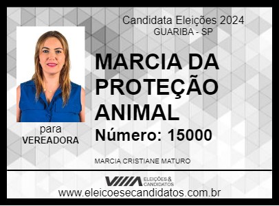 Candidato MARCIA DA PROTEÇÃO ANIMAL 2024 - GUARIBA - Eleições