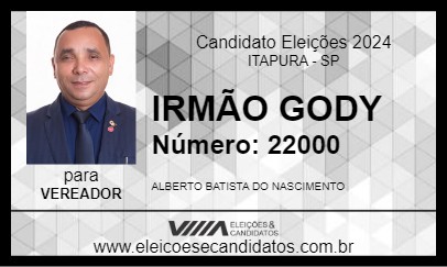 Candidato IRMÃO GODY 2024 - ITAPURA - Eleições