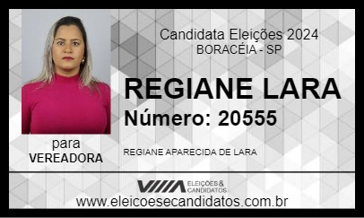 Candidato REGIANE LARA 2024 - BORACÉIA - Eleições