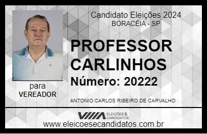 Candidato PROFESSOR CARLINHOS 2024 - BORACÉIA - Eleições