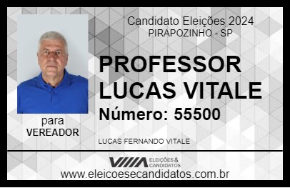 Candidato PROFESSOR LUCAS VITALE 2024 - PIRAPOZINHO - Eleições