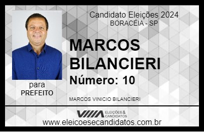 Candidato MARCOS BILANCIERI 2024 - BORACÉIA - Eleições