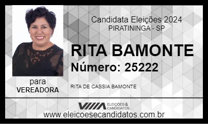 Candidato RITA BAMONTE 2024 - PIRATININGA - Eleições