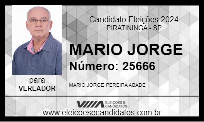 Candidato MARIO JORGE 2024 - PIRATININGA - Eleições