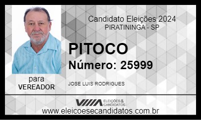 Candidato PITOCO 2024 - PIRATININGA - Eleições