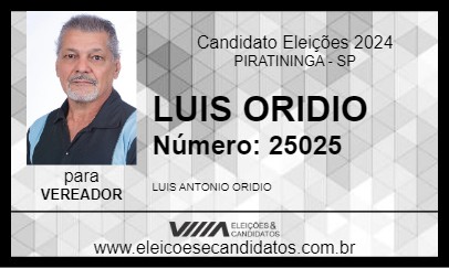 Candidato LUIS ORIDIO 2024 - PIRATININGA - Eleições