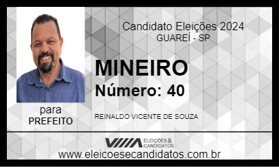 Candidato MINEIRO 2024 - GUAREÍ - Eleições