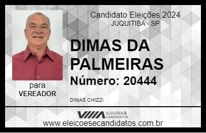 Candidato DIMAS DA PALMEIRAS 2024 - JUQUITIBA - Eleições