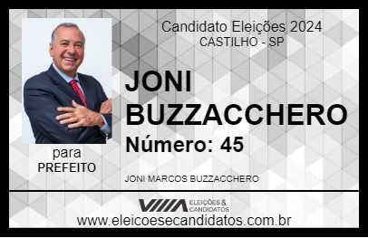 Candidato JONI BUZZACCHERO 2024 - CASTILHO - Eleições